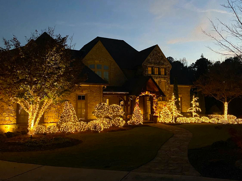 Elegant Roofline Christmas Lights Installation by Charlotte's Best Christmas Lights in Charlotte, NC